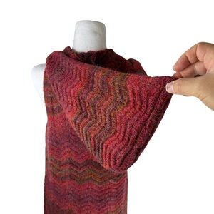 KNITIZEN NWOT Women's Reddish Orange Long Sleeveless Cardigan Sweater Big Hood M